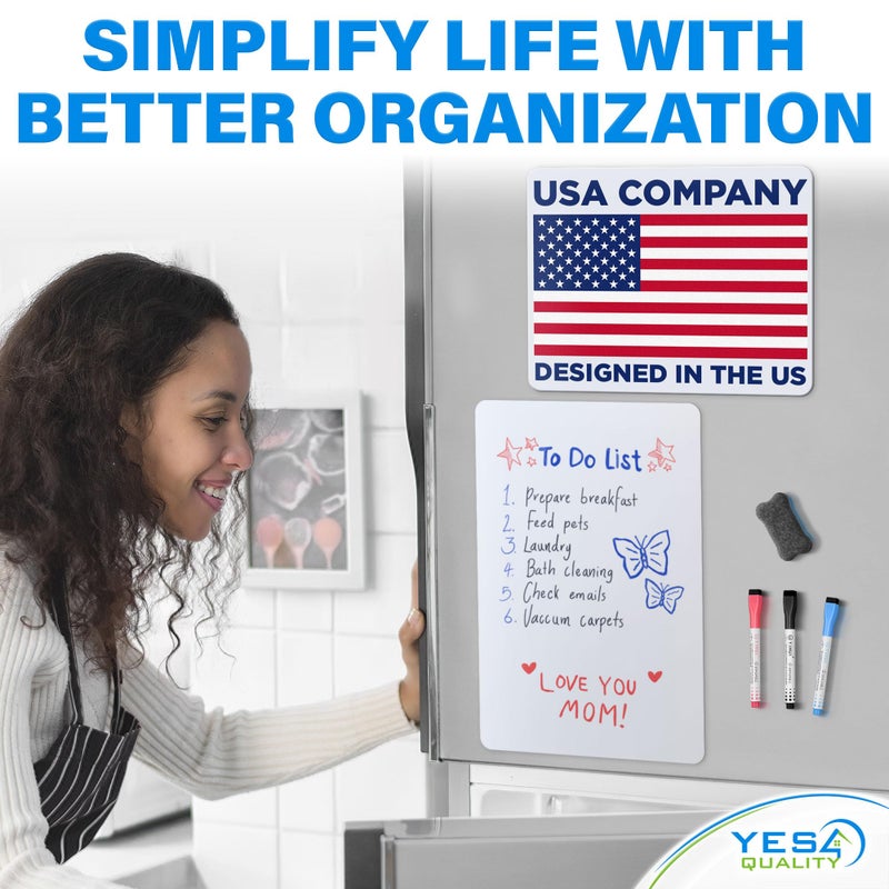 YES4QUALITY Magnetic Dry Erase White Board Sheet for Fridge - 17x11 - Stain Resistant Technology with 3 Markers & Big Eraser with Magnet - Small Refrigerator Whiteboard Planner Organizer - by Yes4Quality - Image 2